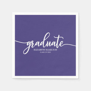 Serviette En Papier Diplômé Calligraphie Simple Graduation Violet