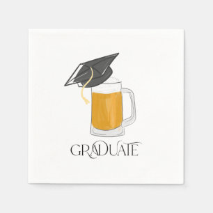 Serviette En Papier Diplômé Casquette de diplômé Bière Verre Remise de