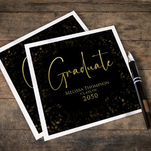 Serviette En Papier Diplômé Classe de Calligraphie Black Gold sur Mesu