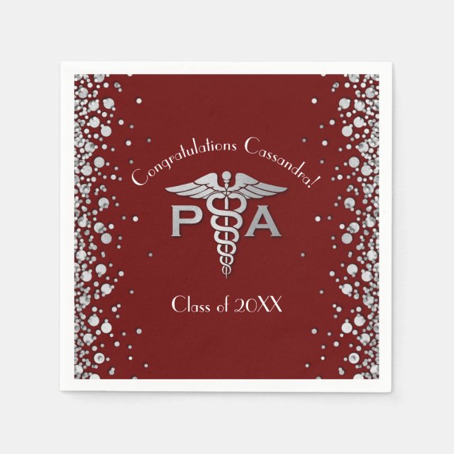 Serviette En Papier Diplôme d'Assistant de Médecin AM Marron Argent (Devant)
