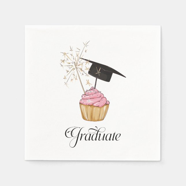 Serviette En Papier Diplômé de la Cupcake rose (Devant)