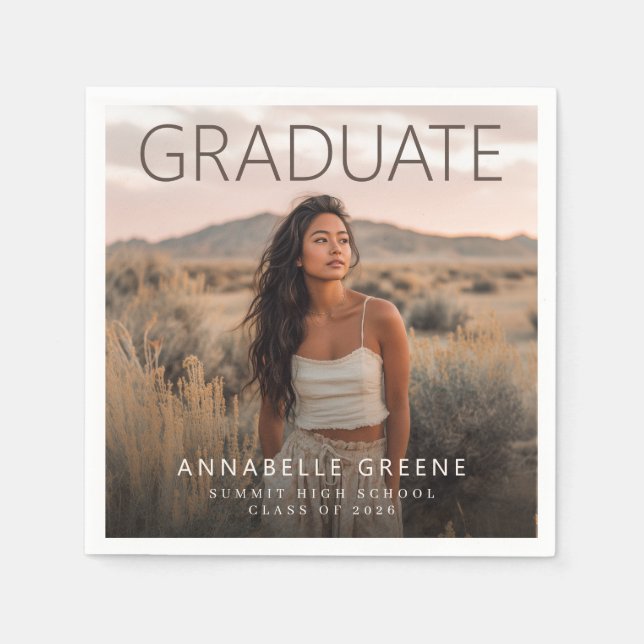 Serviette En Papier Diplômé de la Photo Boho Moderne (Devant)