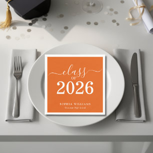 Serviette En Papier Diplômé de la promotion 2026 en orange simple