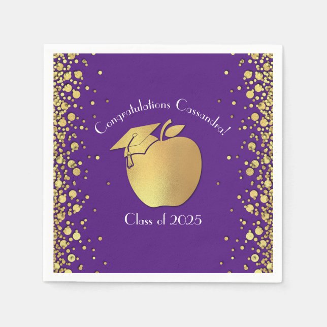 Serviette En Papier Diplôme d'enseignement Purple Gold (Devant)