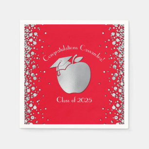 Serviette En Papier Diplôme d'enseignement Red Silver