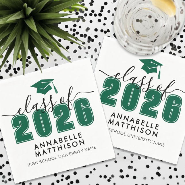 Serviette En Papier Diplômé Écolo (Graduate Green Graduation Napkins)