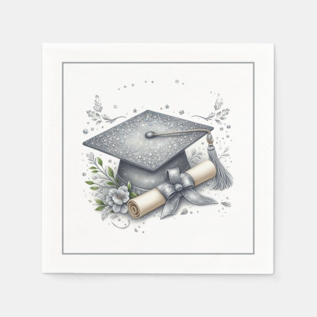 Serviette En Papier Diplôme et bonnet de remise des diplômes (Devant)
