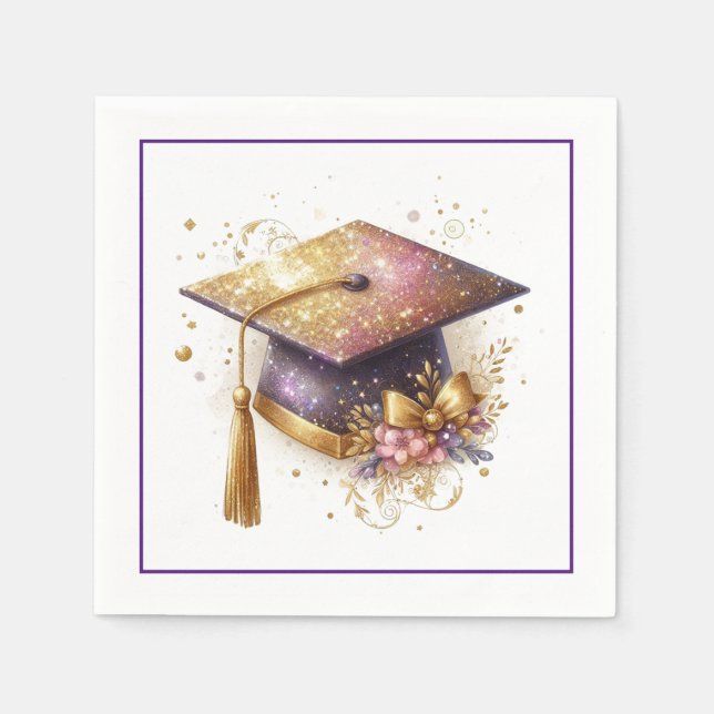 Serviette En Papier Diplôme et bonnet de remise des diplômes (Devant)