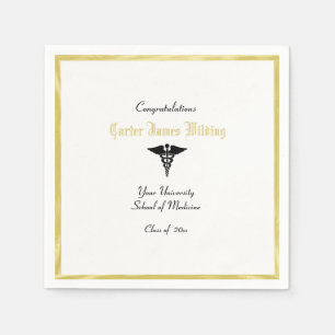 Serviette En Papier Diplôme, Faculté de Médecine, Caducée, Or