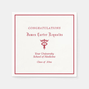 Serviette En Papier Diplôme, Faculté de Médecine, Caducée Rouge