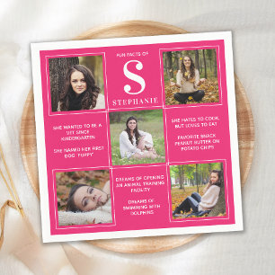 Serviette En Papier Diplômé - Faits amusants Pink Graduation Photo C