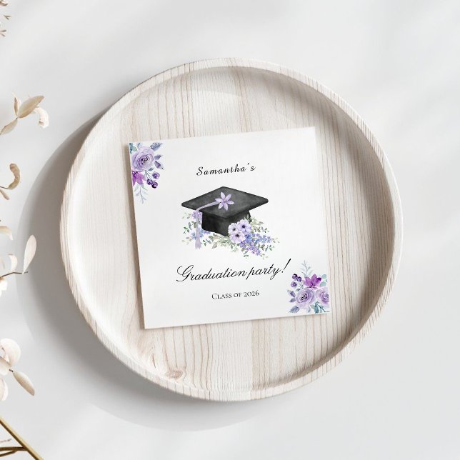 Serviette En Papier Diplômé Fleur Lavande Violet (Créateur téléchargé)