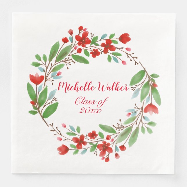 Serviette En Papier Diplôme Floral (Devant)