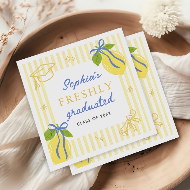 Serviette En Papier Diplômé Frais Ruban Bleu Lemon Graduation (Créateur téléchargé)