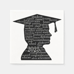 Serviette En Papier Diplômé garçon 2025 en blanc
