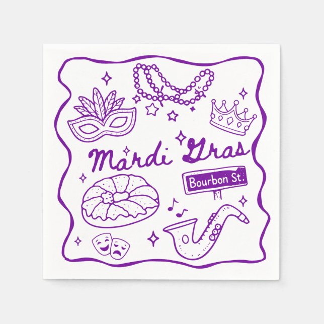 Serviette En Papier Diplômé Mardi Gras (Devant)