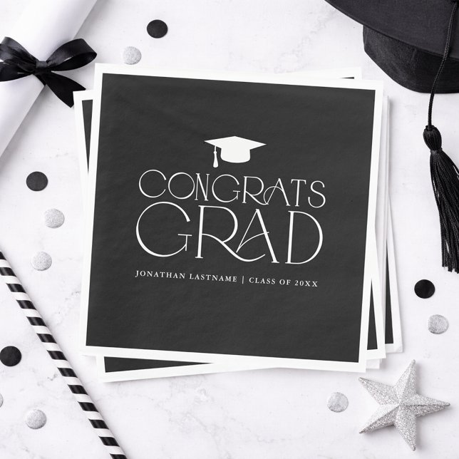 Serviette En Papier Diplômé Minimaliste Moderne (Modern Minimalist Graduation Napkins)