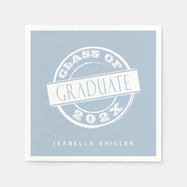 Serviette En Papier Diplômé moderne Dusty Blue (Devant)