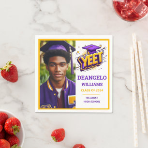 Serviette En Papier Diplômé Or Violet Yeet Senior Drôle