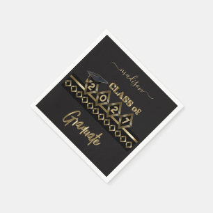 Serviette En Papier Diplômé personnalisé - Noir et Or