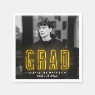Serviette En Papier Diplôme photo moderne en néon jaune