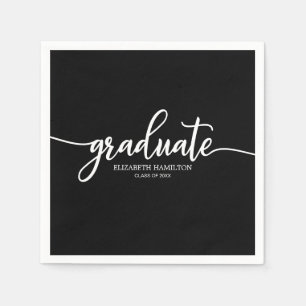 Serviette En Papier Diplômé Simple Chic Calligraphie Diplôme Noir