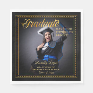 Serviette En Papier Diplômé. Touche d'or Éclairez votre avenir.