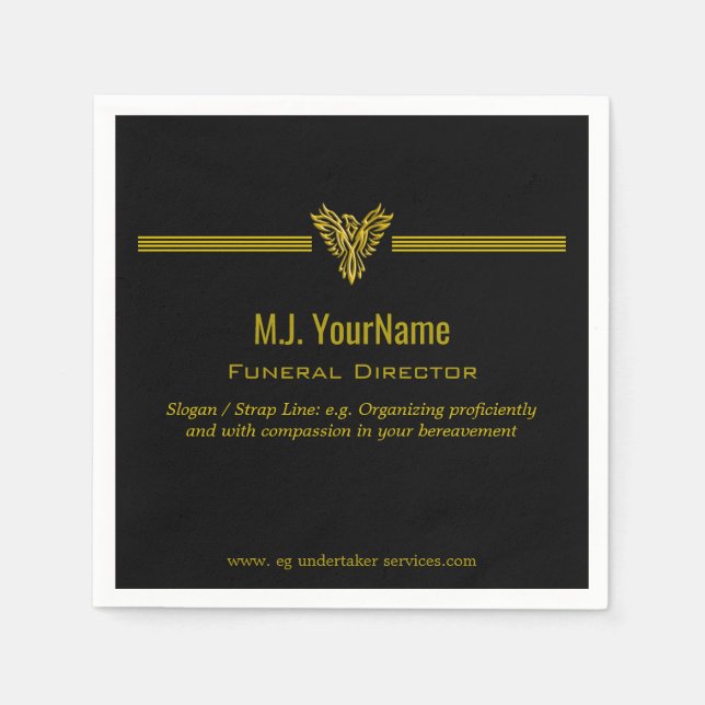 Serviette En Papier Directeur funéraire Bandes dorées et élévation du  (Devant)