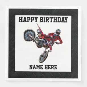 Serviette En Papier Dirt Bike Red Birthday Nom sportif Racing Napkins