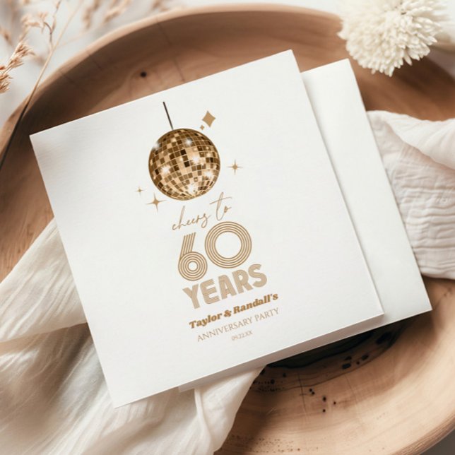 Serviette En Papier Disco Cheers 60 Anniversaire Mariage Fête (Créateur téléchargé)