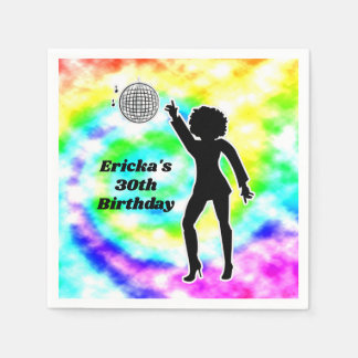 Serviette En Papier Disco Party Tie Dye Adulte Retro Anniversaire