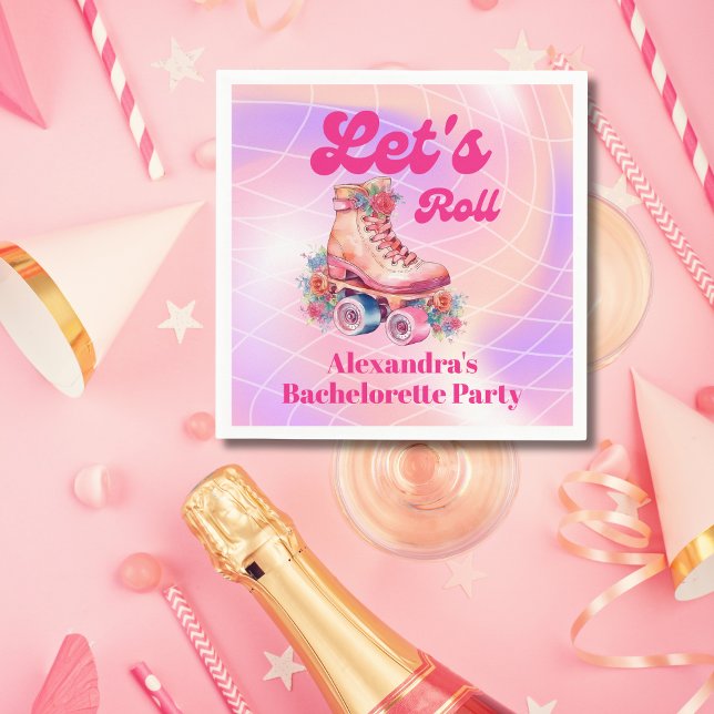 Serviette En Papier Disco Rose Rétro Roller Skating  Enterrement de Vi (Créateur téléchargé)