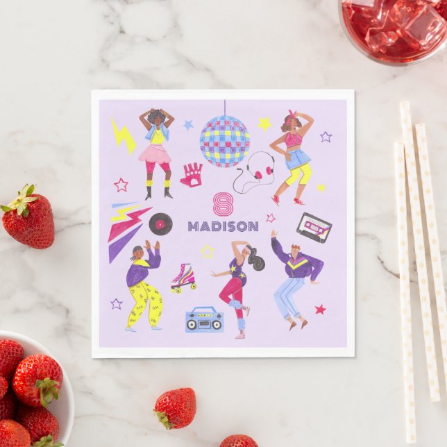 Serviette En Papier Discoball super Roller Disco Party Retro 80s (En situation)