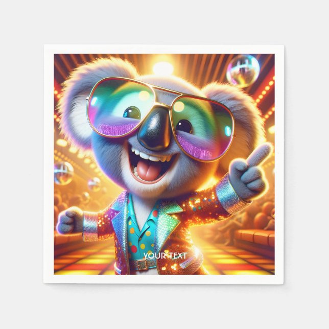 Serviette En Papier Discothèque dansante Imaginaire Cute Koala (Devant)