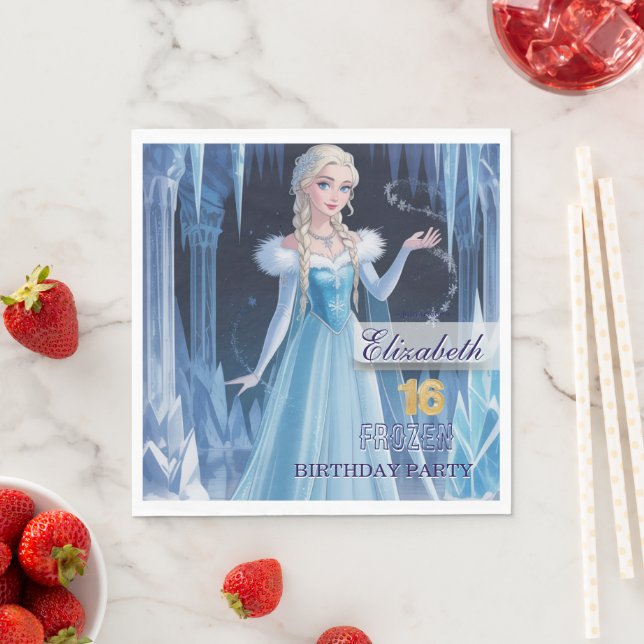 Serviette En Papier Disney's Frozen Elsa Birthday personalize name (En situation)