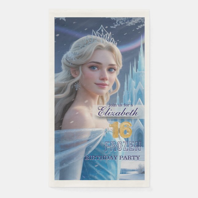 Serviette En Papier Disney's Frozen Elsa Birthday personalize name (Devant)