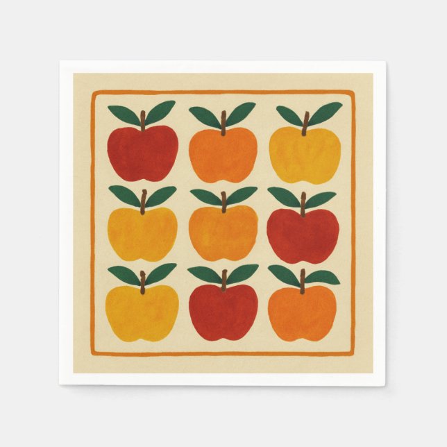 Serviette En Papier Disposition de pommes joyeuses (Devant)