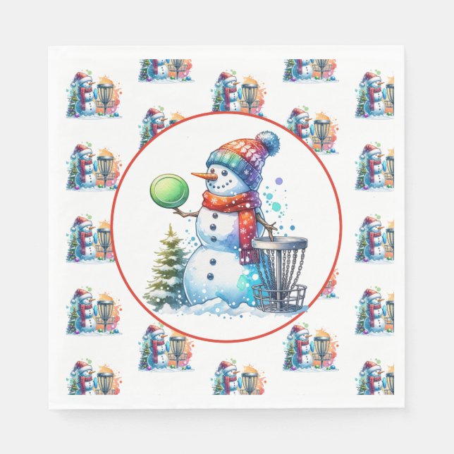 Serviette En Papier Disque Golf Thématique fête de Noël (Devant)