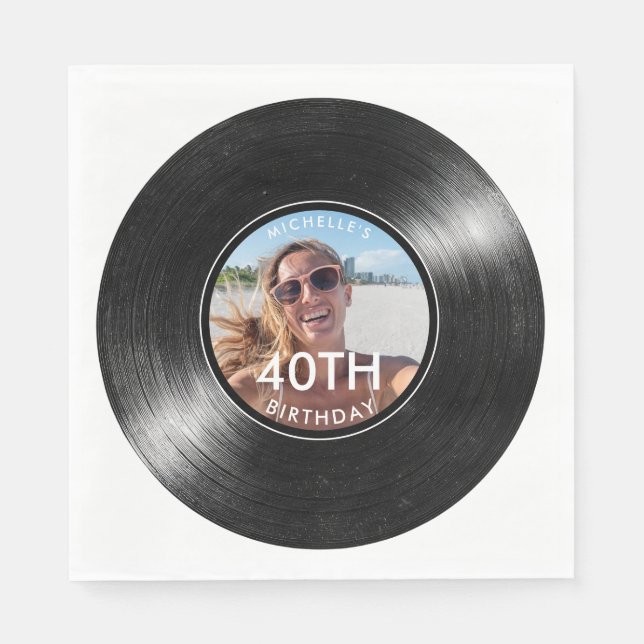 Serviette En Papier Disque vinyle papier photo 40e anniversaire (Devant)