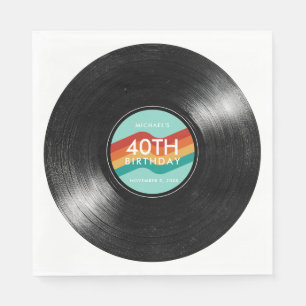 Serviette En Papier Disque vinyle papier rétro pour 40e anniversaire
