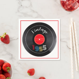 Serviette En Papier Disque Vinyle Rayure Rétro 1955 70e Anniversaire