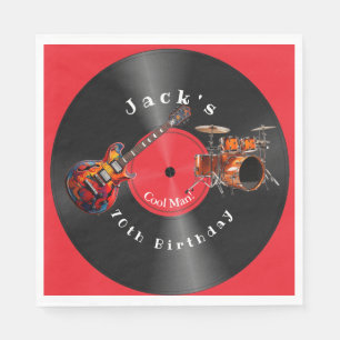 Serviette En Papier Disque vinyle rétro anniversaire musique rock guit