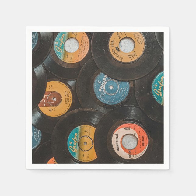 Serviette En Papier Disques Classiques Vinyle Noir (Devant)