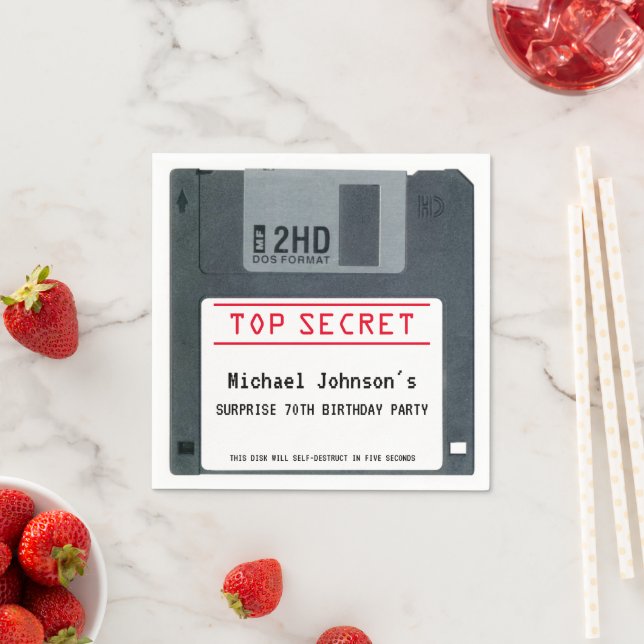 Serviette En Papier Disquette rétro 80s Top Secret 70e fête d'annivers (En situation)