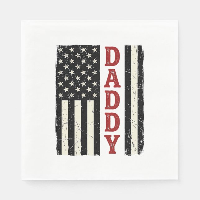 Serviette En Papier Distressed Daddy American Flag Shirt Design_1 (Devant)