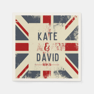 Serviette En Papier Distressed Union Jack Couple's Names Mariage Cadea