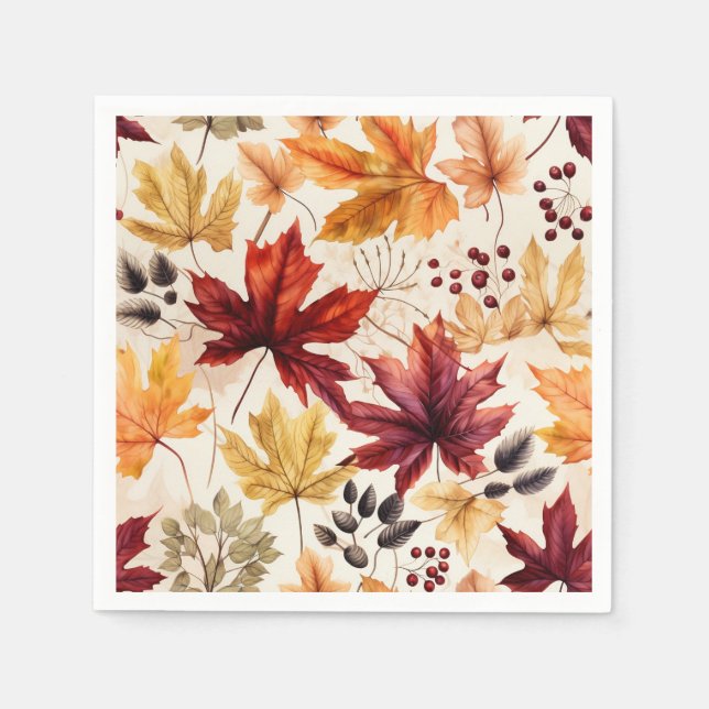 Serviette En Papier Dites-le avec des feuilles d'automne 3 - (Devant)