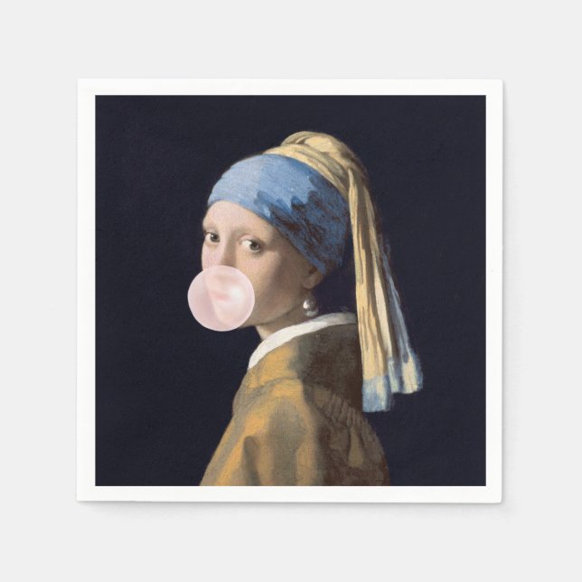 Serviette En Papier Diva Bubble Gum au Collier de Perles (Devant)