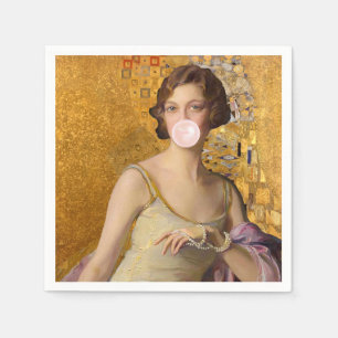 Serviette En Papier Diva de la gomme à bulles dorée