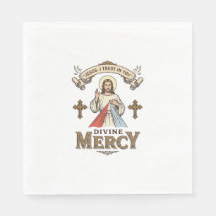 Serviette En Papier Divine Mercy Jésus Gravure Vintage T-shirt Religie